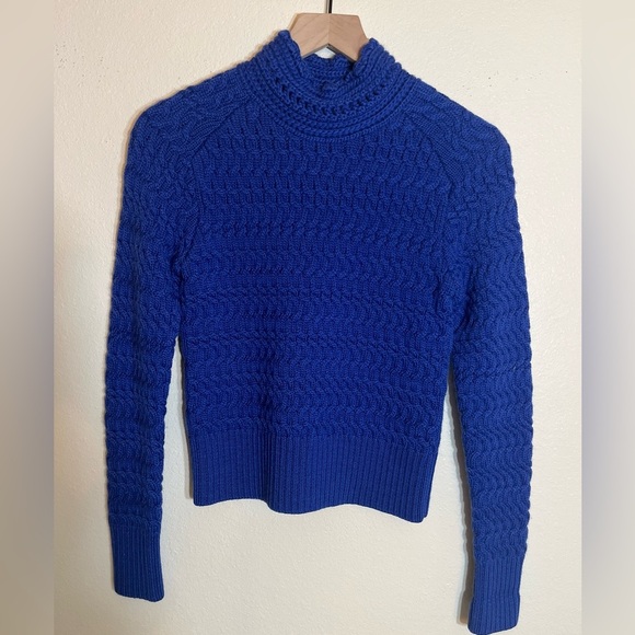 Dreyden Sweater - Women's Small Blue - Turtleneck Knit Merino Wool - Picture 12 of 14
